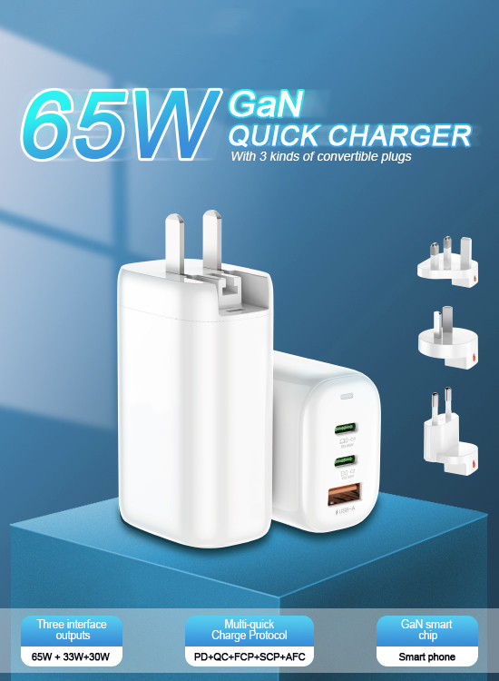 PD 3.0 Fast Wall Charger,  65W GAN Fast Wall Charger,  QC3.0 PD USB C wall charger